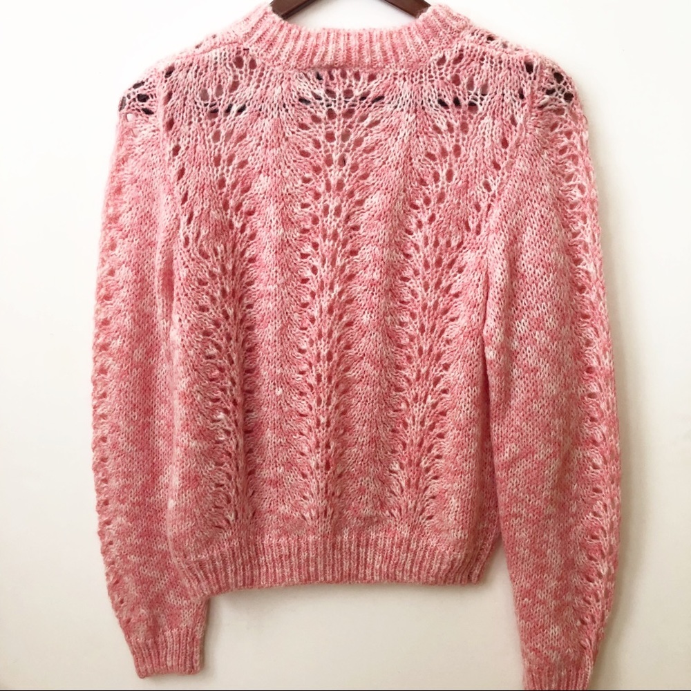 Topshop Open Knit Pink Crop Sweater - Picture 6 of 8